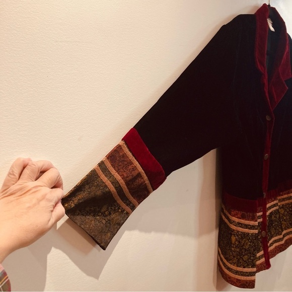 COLDWATER CREEK 2X Boho Black Velvet  Velour Art to Wear Lagenlook Jacket - Picture 5 of 9